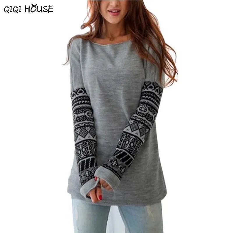 Woman Hoodies Patchwork Print Long Sleeve Autumn Pullovers Casual Loose Sweatshirts Blouse Polerones Mujer#C922 SM6